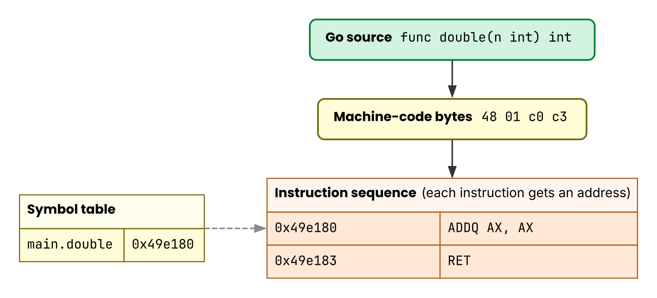 From source to machine code, and symbols